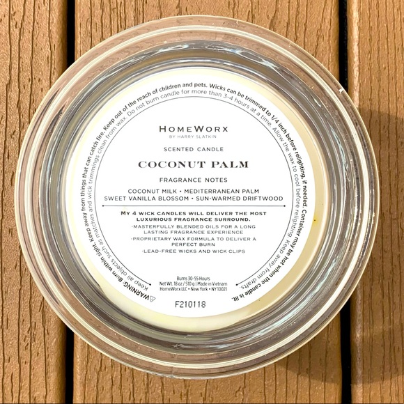 🆕HARRY SLATKIN HOMEWORX “COCONUT PALM” 18oz CANDLE 4-WICK NWT!!! - Picture 5 of 5